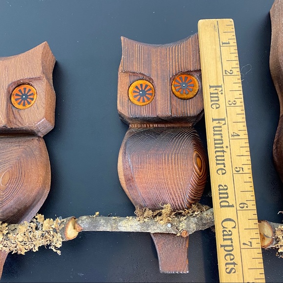 Vintage set of 3 Wooden Owl wall decor - Picture 9 of 9